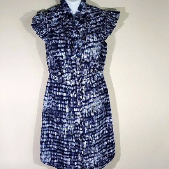 Banana Republic Dresses & Skirts - Banana Republic Blue/ White Dress w Pleats, Sz 0